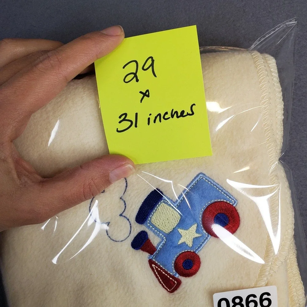 Crown Crafts Train‎ Applique Yellow Baby Blanket Acrylic Polyester Fleece 29x31